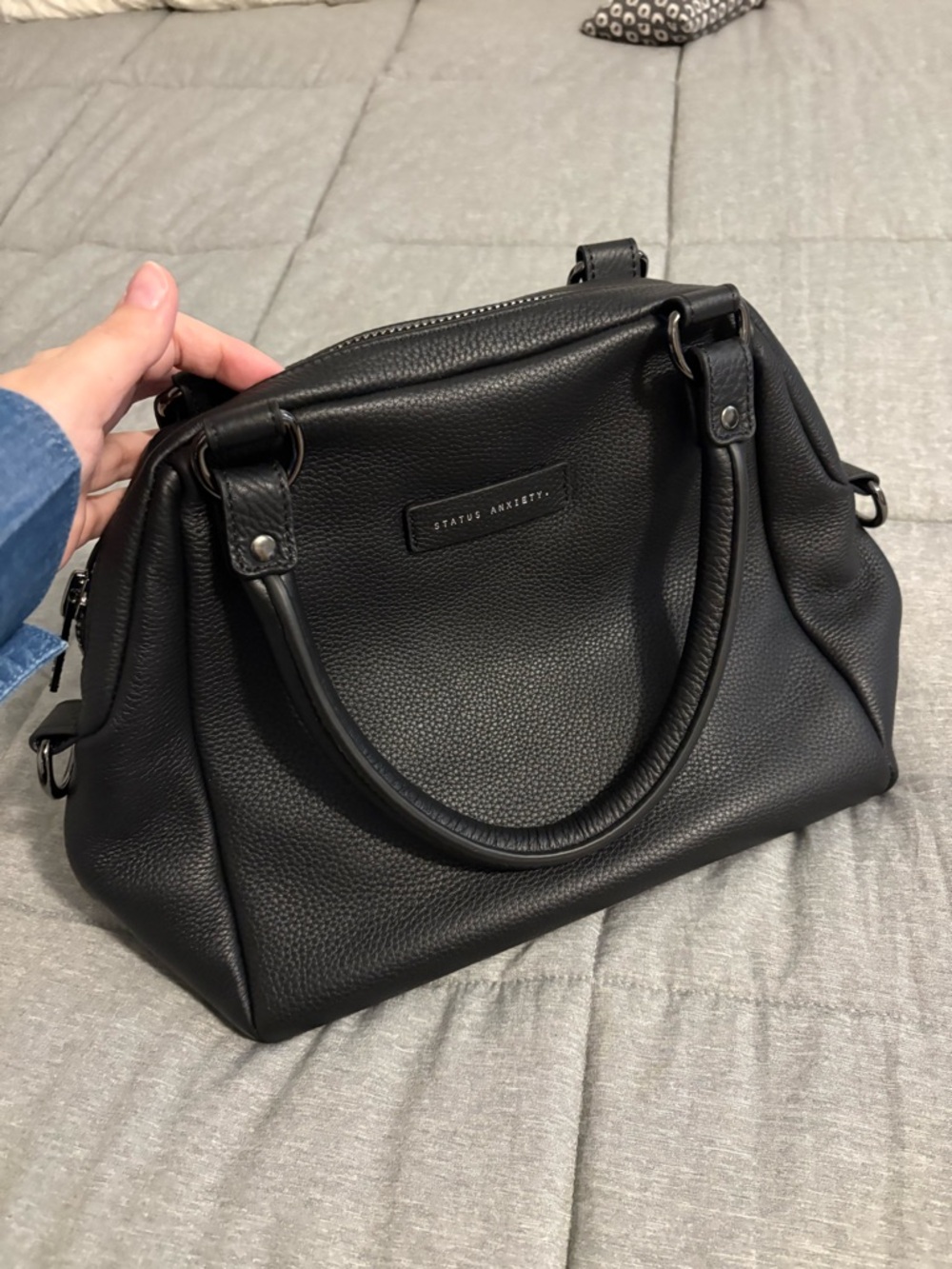 Status Anxiety Black Pebbled Satchel Handbag like new ! Never worn!